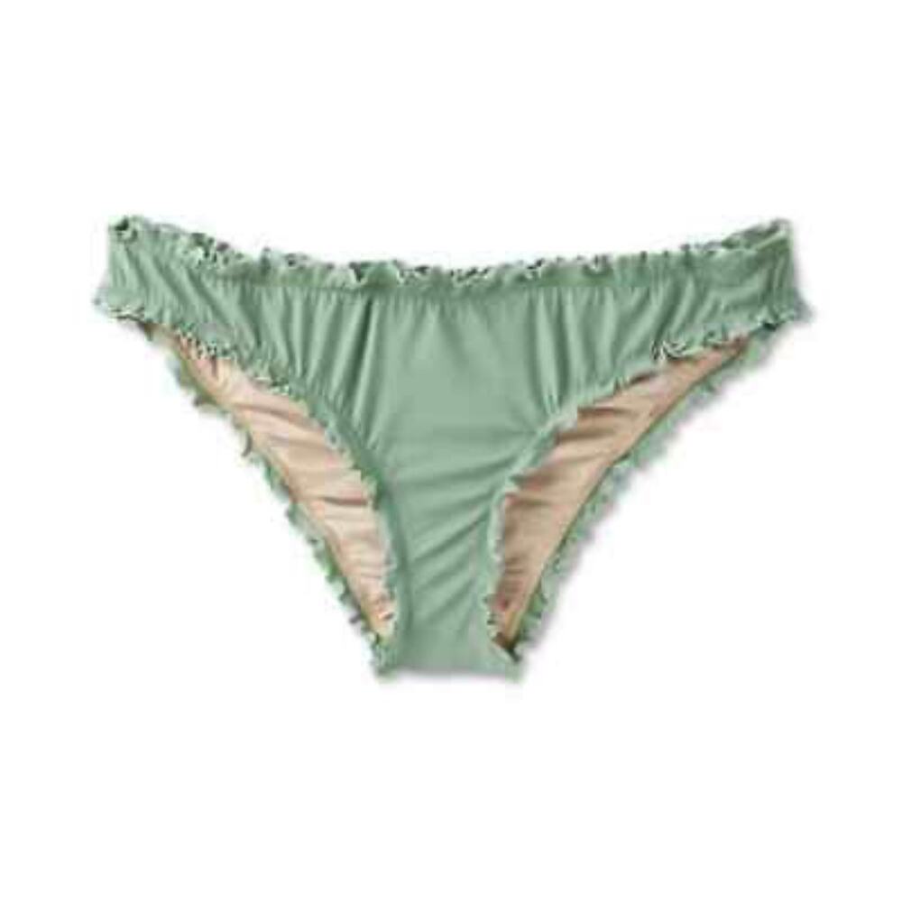 Shade & Shore Green Ruffle Trim Booty Scrunch Womens Swim Bottoms Size XL